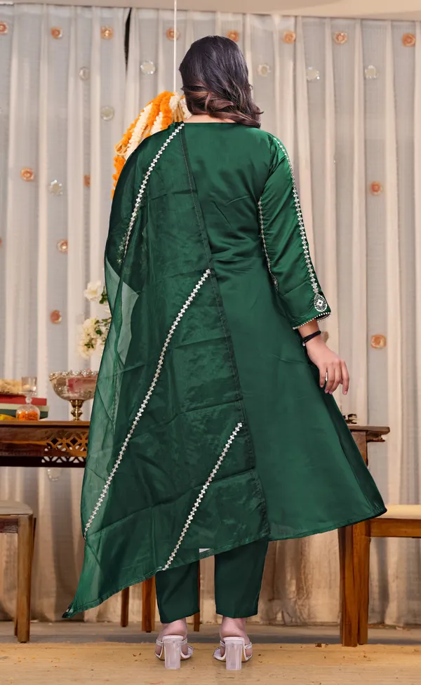 Green_Chanderi_Silk_Embroidered_Anarkali_Kurta_Set_For_Women