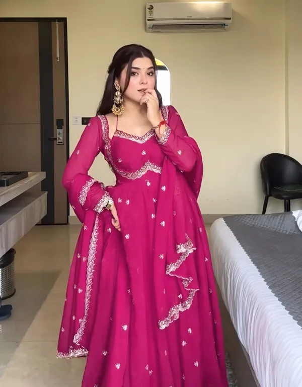 Pink_Georgette_Embroidered_Anarkali_Kurta_Dupatta_Set_For_Women