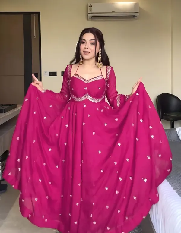 Pink_Georgette_Embroidered_Anarkali_Kurta_Dupatta_Set_For_Women
