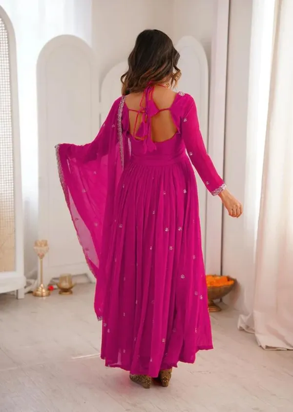 Pink_Georgette_Anarkali_Embroidered_Kurta_Set_For_Women
