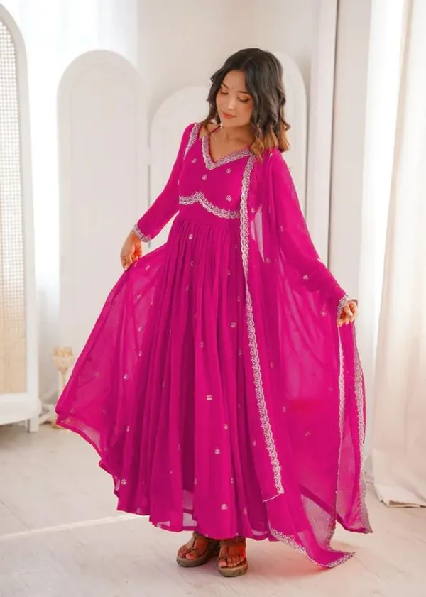 Pink_Georgette_Anarkali_Embroidered_Kurta_Set_For_Women