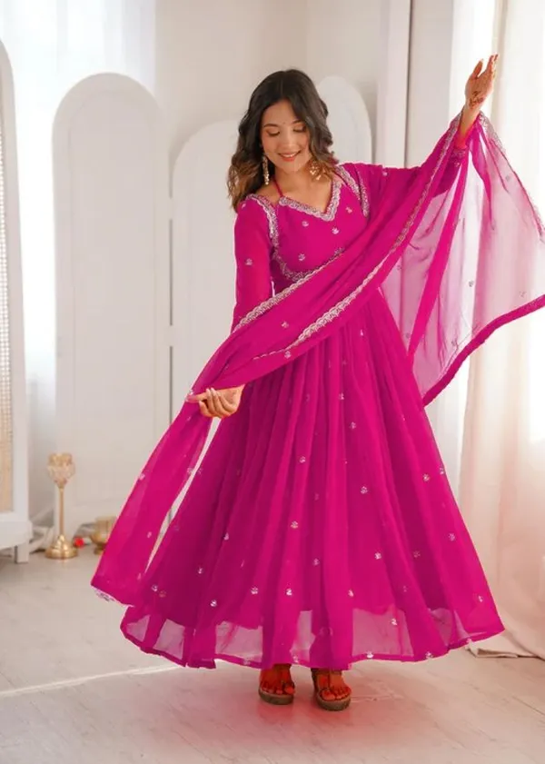 Pink_Georgette_Anarkali_Embroidered_Kurta_Set_For_Women
