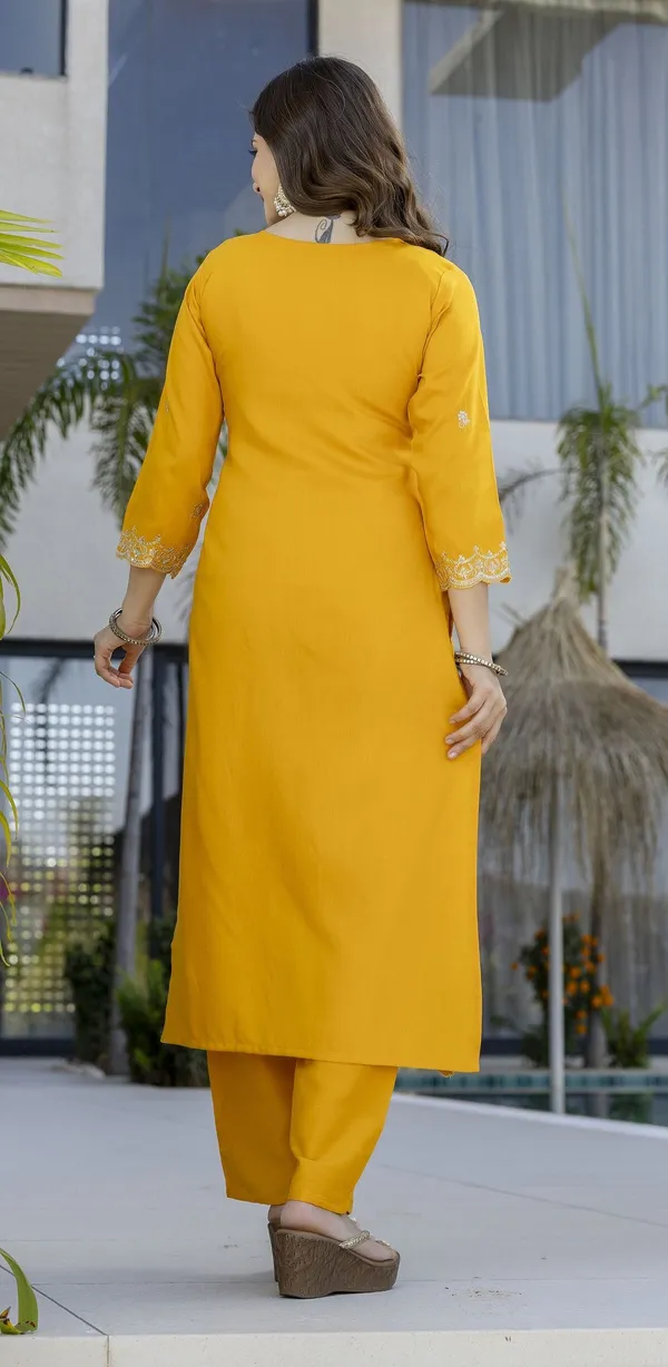 Yellow_Cotton_Embroidered_Kurta_Trouser_Dupatta_Set_For_Women