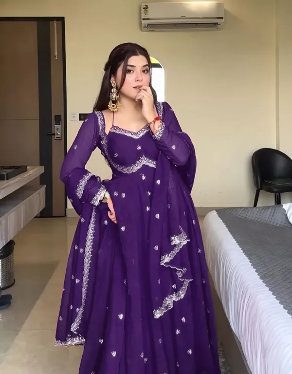 Purple_Georgette_Embroidered_Anarkali_Kurta_Dupatta_Set_For_Women