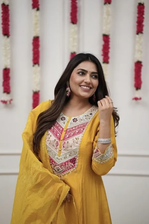 Yellow_Cotton_Embroidered_Kurta_Trouser_Dupatta_Set_For_Women