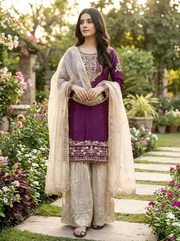Purple_Gmy_Silk_Embroidered_Kurta_Trouser_Dupatta_Set_For_Women