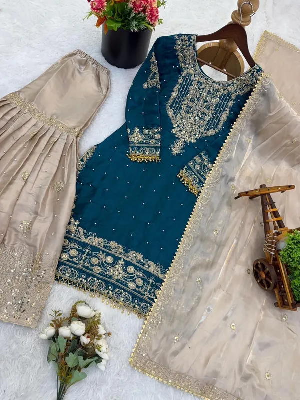 Blue_Gmy_Silk_Straight_Embroidered_Kurta_Set_For_Women