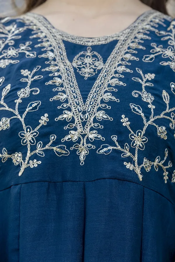 Blue_Vichitra_Silk_Embroidered_Straight_Kurta_Trouser_Dupatta_Set_For_Women