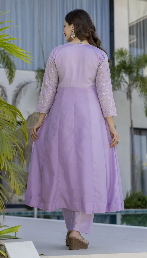 Peach_Vichitra_Silk_Embroidered_Straight_Kurta_Set_For_Women