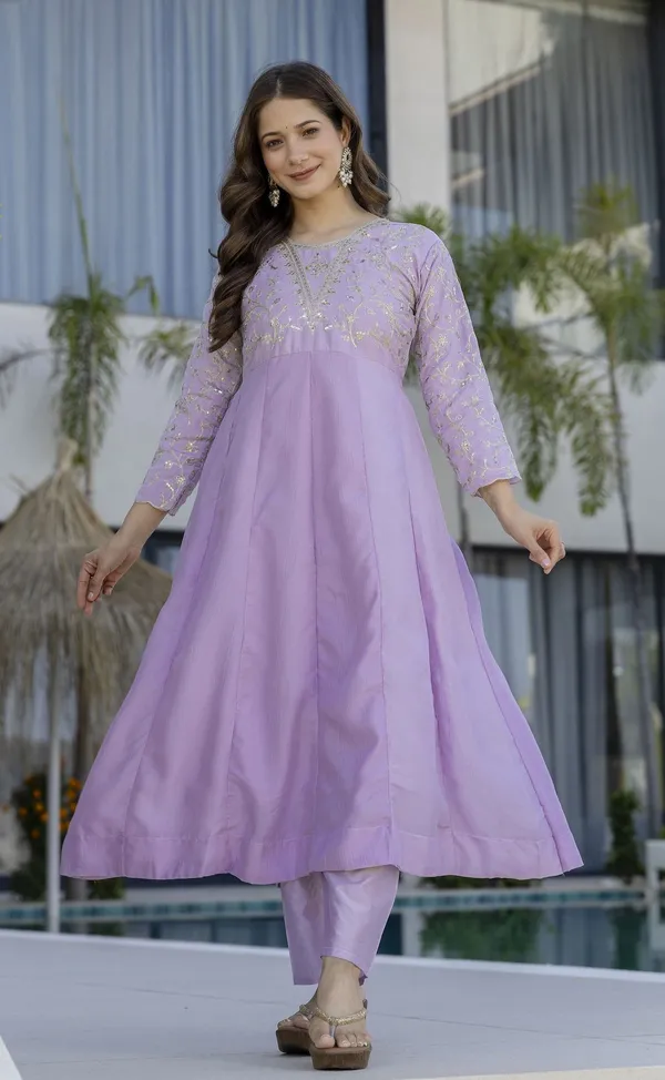 Peach_Vichitra_Silk_Embroidered_Straight_Kurta_Set_For_Women