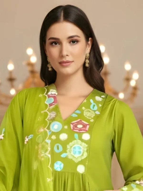 Green_Cotton_Anarkali_Embroidered_Kurta_Set_For_Women