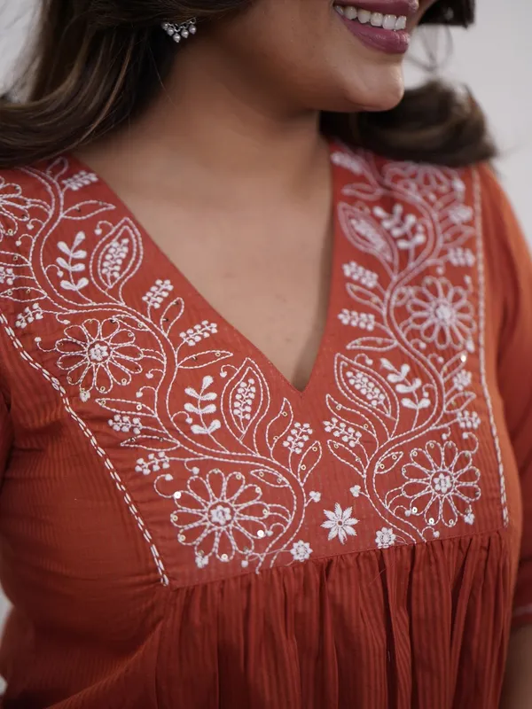 Orange_Cotton_Straight_Embroidered_Kurta_Set_For_Women