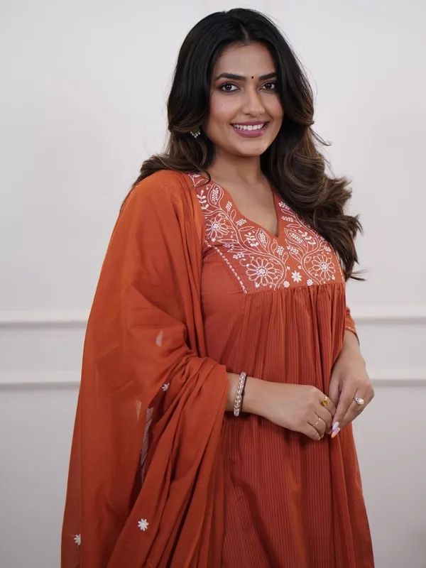 Orange_Cotton_Straight_Embroidered_Kurta_Set_For_Women