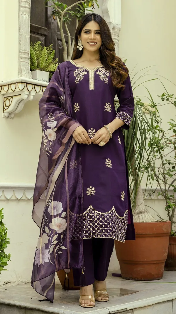 Purple_Cotton_Embroidered_Kurta_With_Pant_&_Dupatta_For_Women
