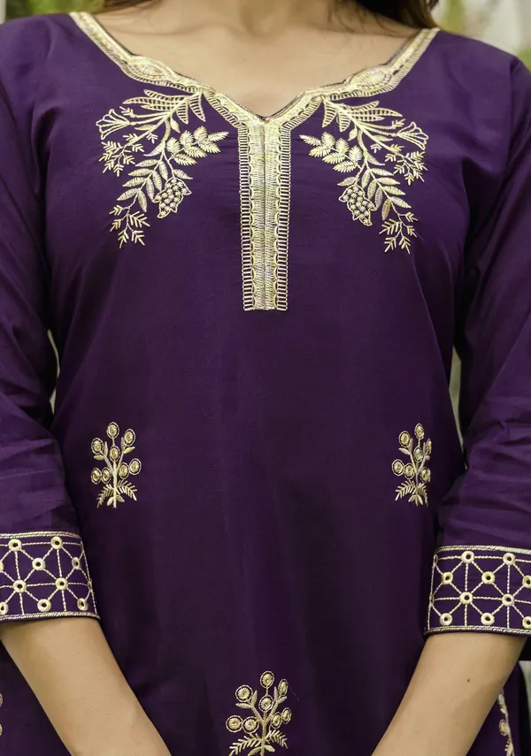 Purple_Cotton_Embroidered_Kurta_With_Pant_&_Dupatta_For_Women