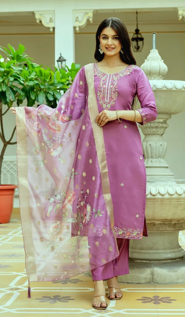 Purple_Viscose_Chanderi_Silk_Straight_Embroidered_Kurta_Set_For_Women