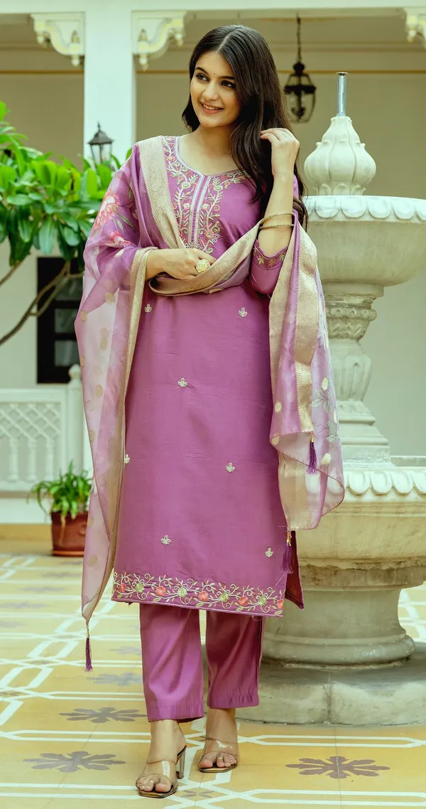 Purple_Viscose_Chanderi_Silk_Straight_Embroidered_Kurta_Set_For_Women