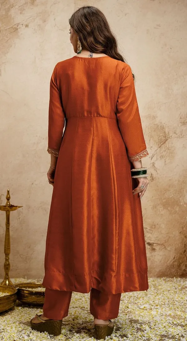 Orange_Cotton_Anarkali_Embroidered_Kurta_With_Bottom_&_Dupatta_For_Women
