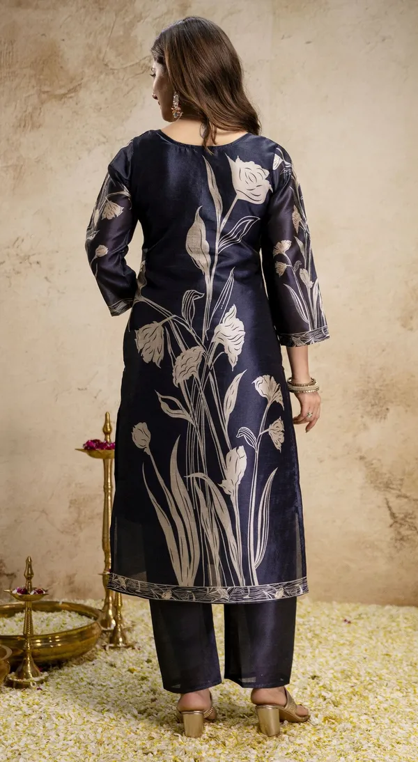 Dark_Blue_Silk_Straight_Floral_Printed_Kurta_Set_For_Women