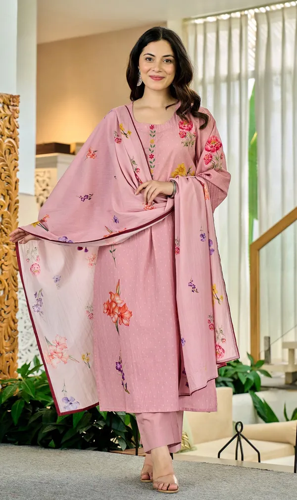 Pink_Chanderi_Printed_Straight_Kurta_Set_For_Women
