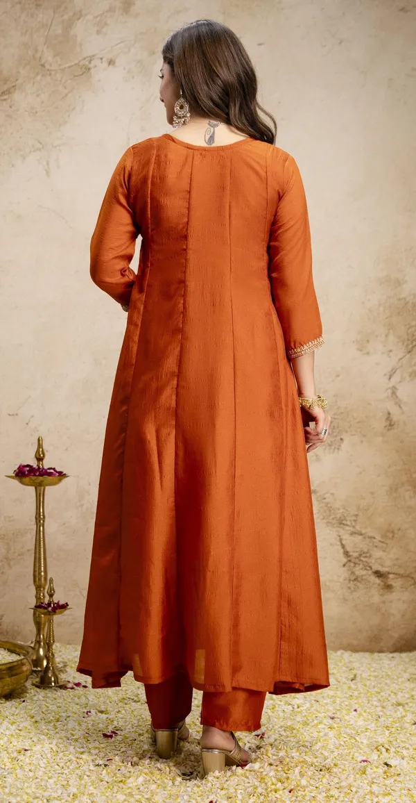 Orange_Cotton_Printed_Kurta_Trouser_Dupatta_Set_For_Women