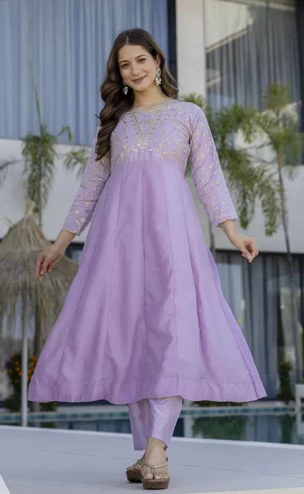 Peach_Vichitra_Silk_Straight_Embroidered_Kurta_Set_For_Women
