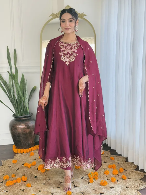 Purple_Vichitra_Silk_Straight_Embroidered_Kurta_Set_For_Women