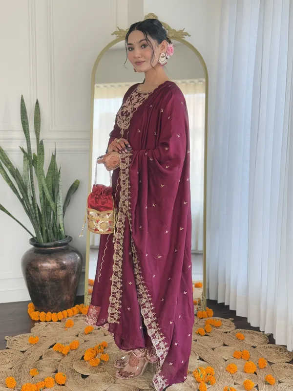 Purple_Vichitra_Silk_Straight_Embroidered_Kurta_Set_For_Women
