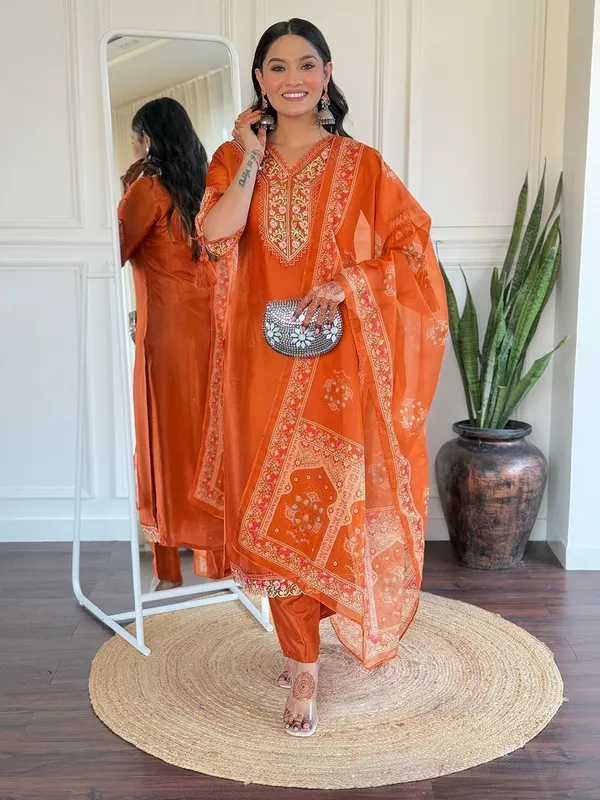 Orange_Cotton_Printed_Straight_Kurta_Set_For_Women