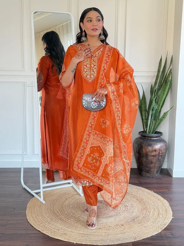 Orange_Cotton_Printed_Straight_Kurta_Set_For_Women