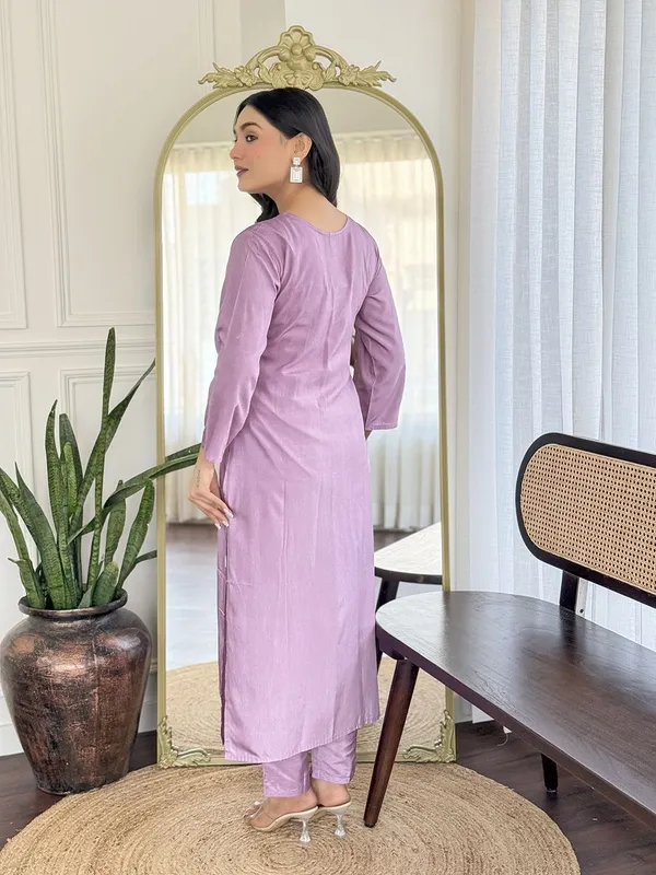 Lavender_Rayon_Straight_Embroidered_Kurta_Set_For_Women