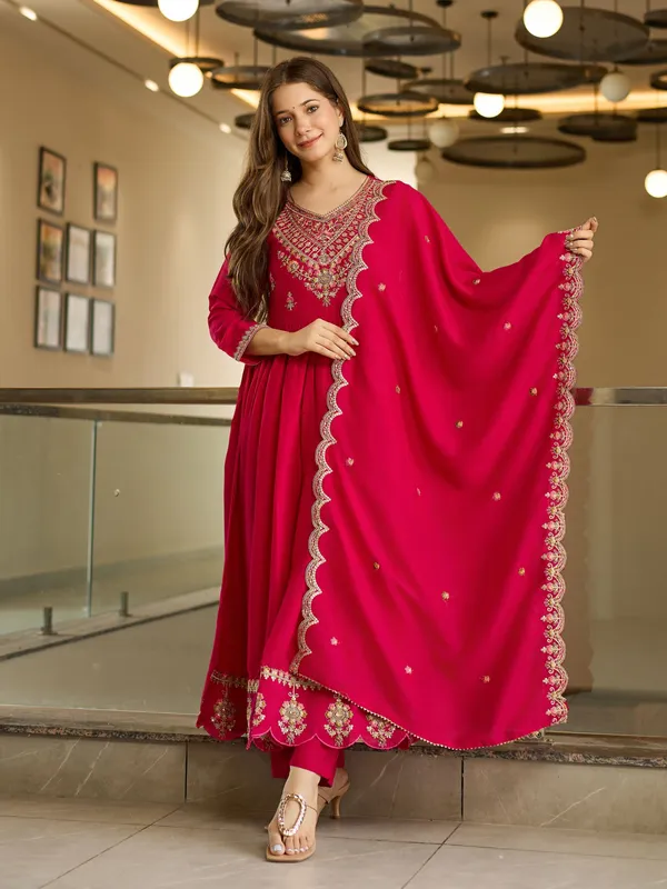 Pink_Vichitra_Silk_Anarkali_Embroidered_Kurta_Set_For_Women