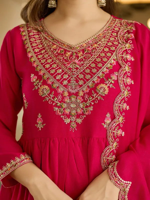 Pink_Vichitra_Silk_Anarkali_Embroidered_Kurta_Set_For_Women