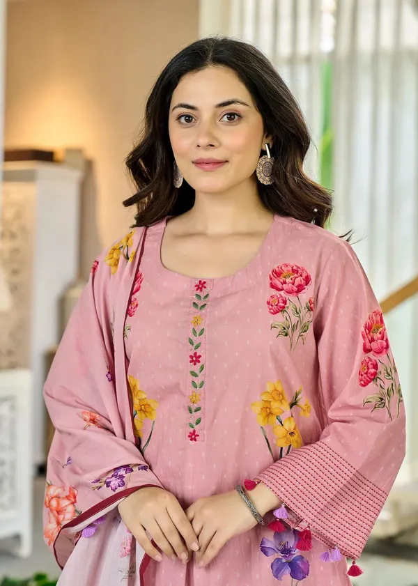 Pink_Chanderi_Butti_Printed_Straight_Kurta_Set_For_Women