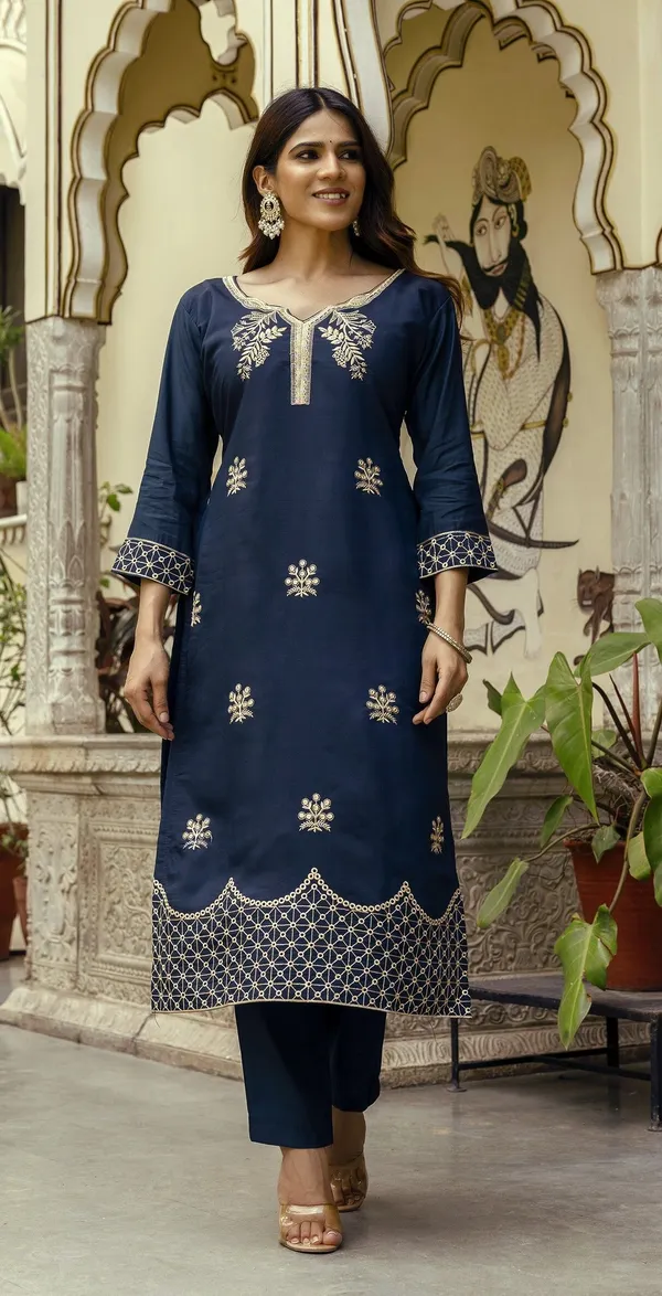 Blue_Cotton_Embroidered_Kurta_Trouser_Dupatta_Set_For_Women