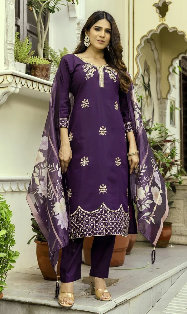 Purple_Cotton_Embroidered_Kurta_With_Pant_&_Dupatta_For_Women