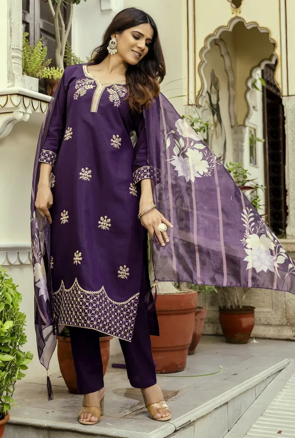 Purple_Cotton_Embroidered_Kurta_With_Pant_&_Dupatta_For_Women