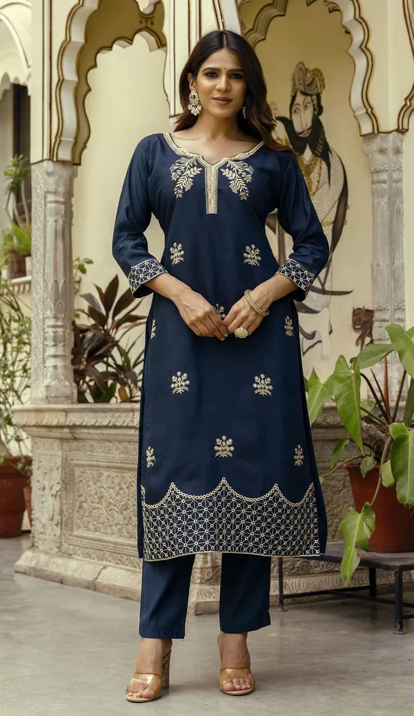 Blue_Cotton_Embroidered_Kurta_With_Pant_&_Dupatta_For_Women