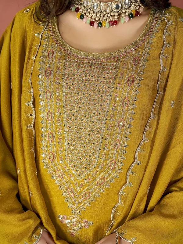 Yellow_Vichitra_Straight_Zari_Sequin_Embroidered_Kurta_Set_For_Women