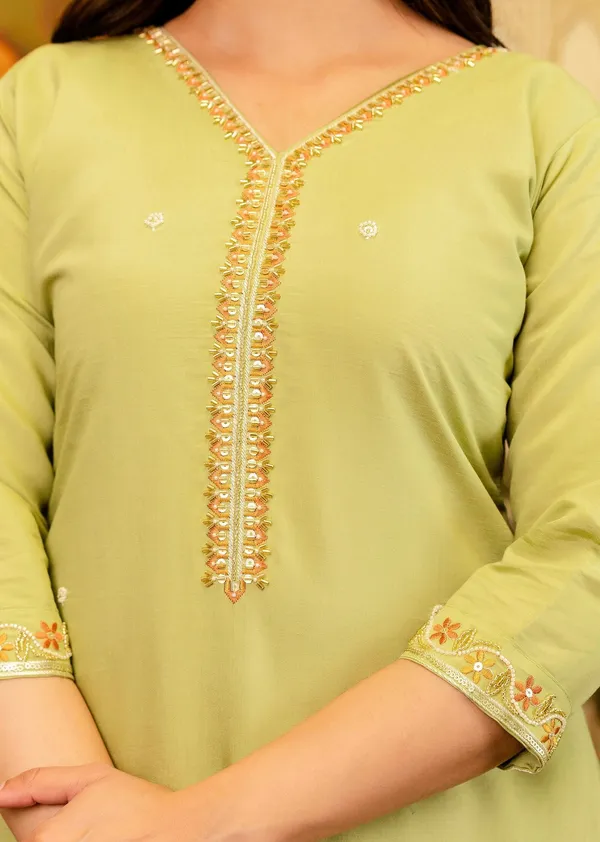 Lemon_Viscose_Simar_Floral_Embroidered_Straight_Kurta_Set_For_Women