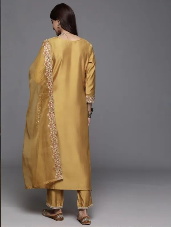 Yellow_Chanderi_Straight_Embroidered_Kurta_Set_For_Women