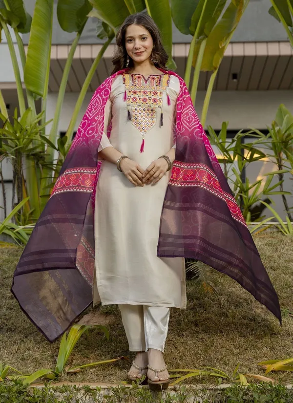 Beige_Viscose_Shimmer_Embroidered_Straight_Kurta_Set_For_Women