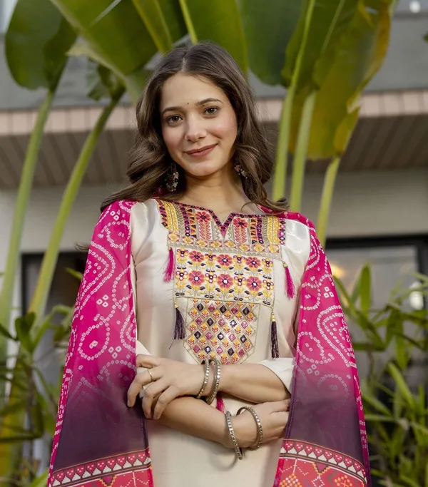 Beige_Viscose_Shimmer_Embroidered_Straight_Kurta_Set_For_Women