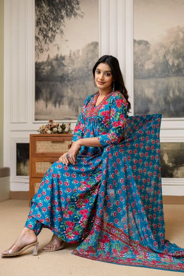Blue_Cotton_Straight_Embroidered_Kurta_With_Pant_&_Dupatta_For_Women