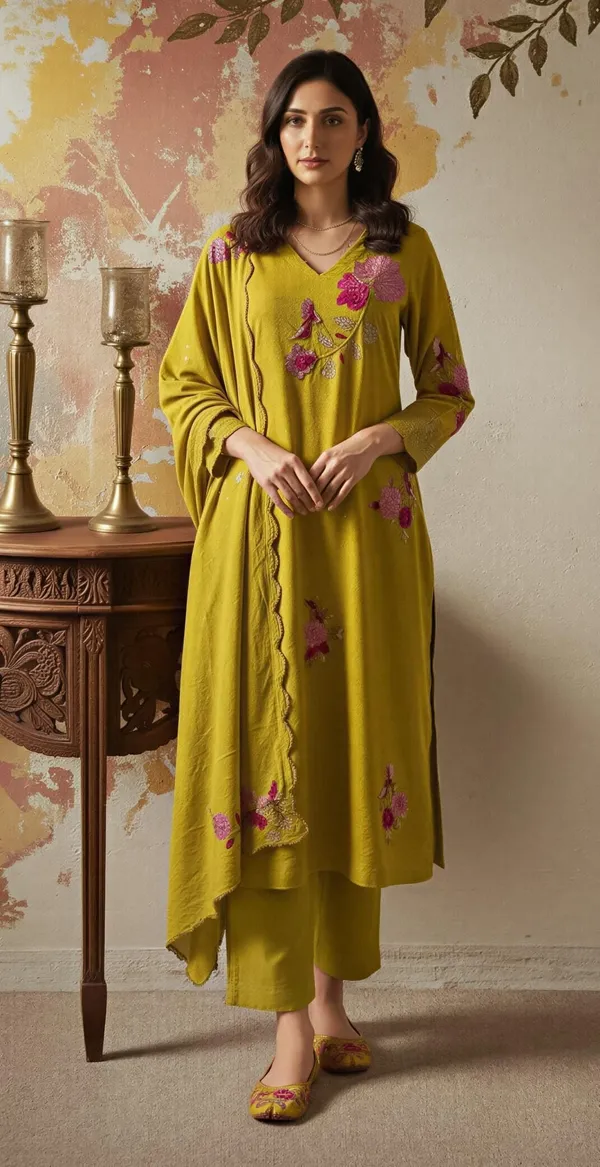 Green_Cotton_Embroidered_Festive_Kurta_Set_For_Women