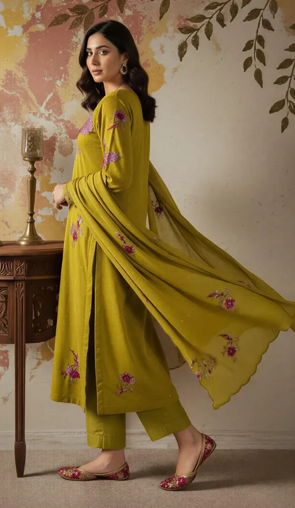 Green_Cotton_Embroidered_Festive_Kurta_Set_For_Women