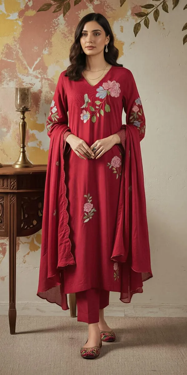 Maroon_Gmy_Silk_Straight_Dori_Sequin_Embroidered_Kurta_Set_For_Women