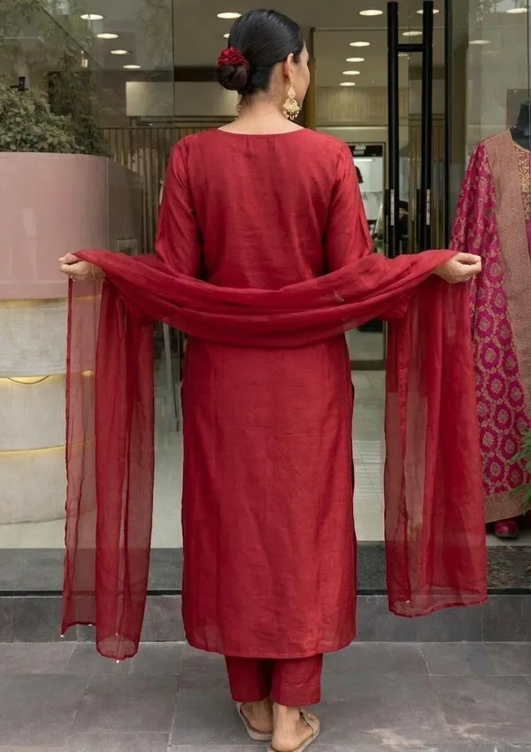 Maroon_Cotton_Anarkali_Embroidered_Kurta_Set_For_Women