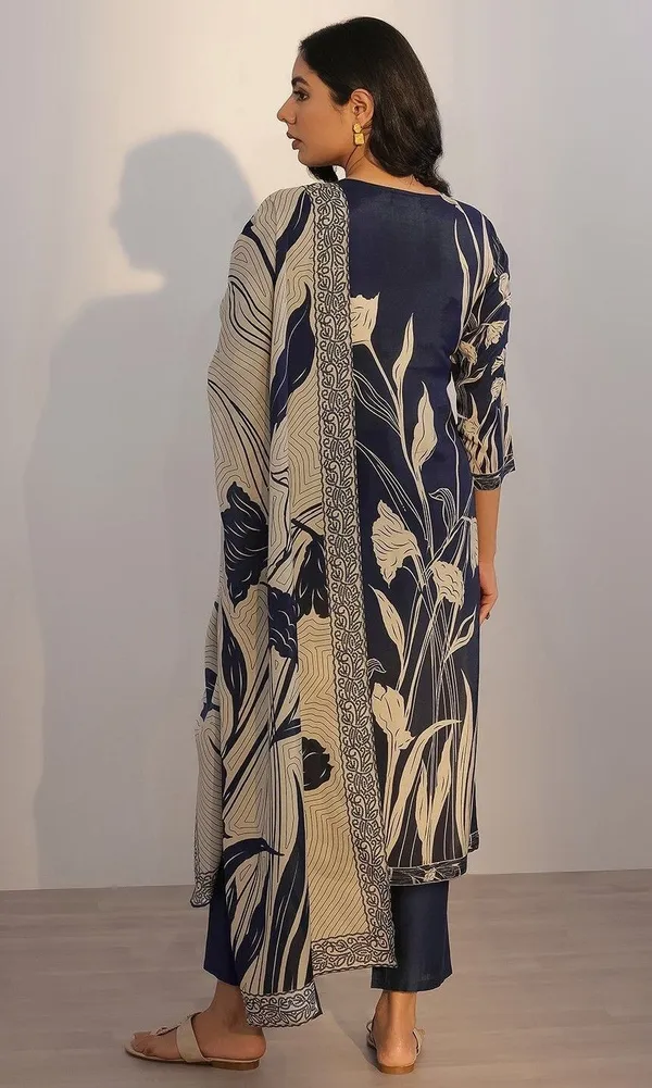 Dark_Blue_Cotton_Straight_Floral_Printed_Kurta_Set_For_Women