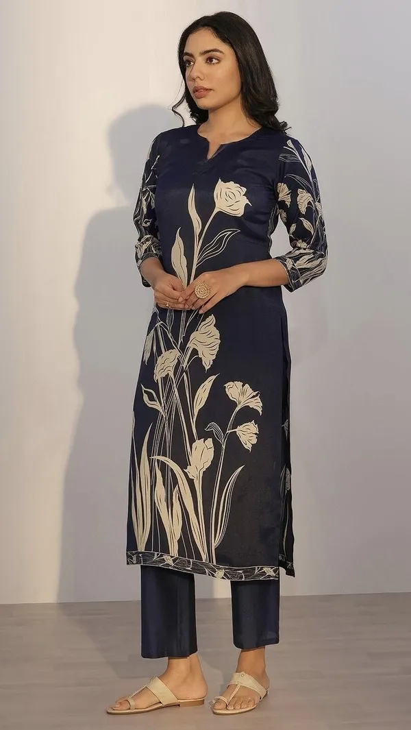 Dark_Blue_Cotton_Straight_Floral_Printed_Kurta_Set_For_Women